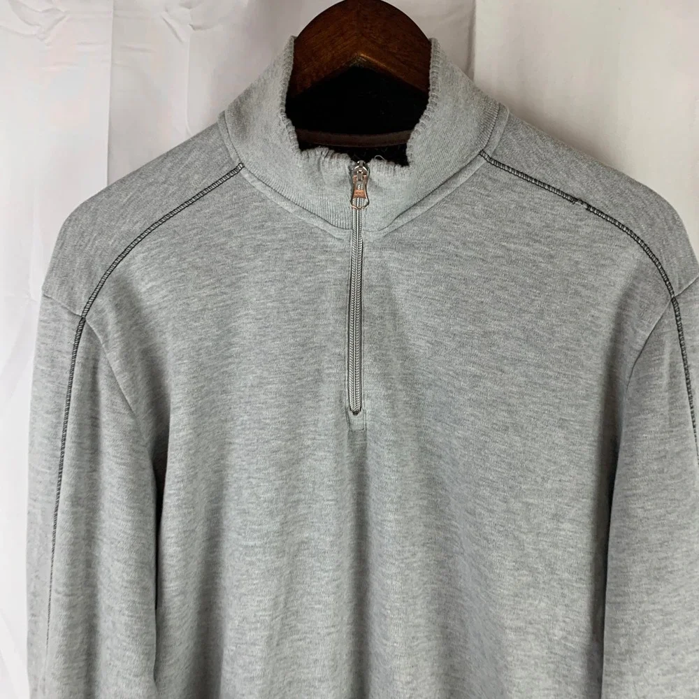Robert Graham Quarter Zip Pullover Mens Medium Gray Classic‎ Fit Mock Neck